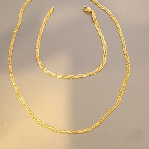10k gold braided necklace and 9k gold bracelet